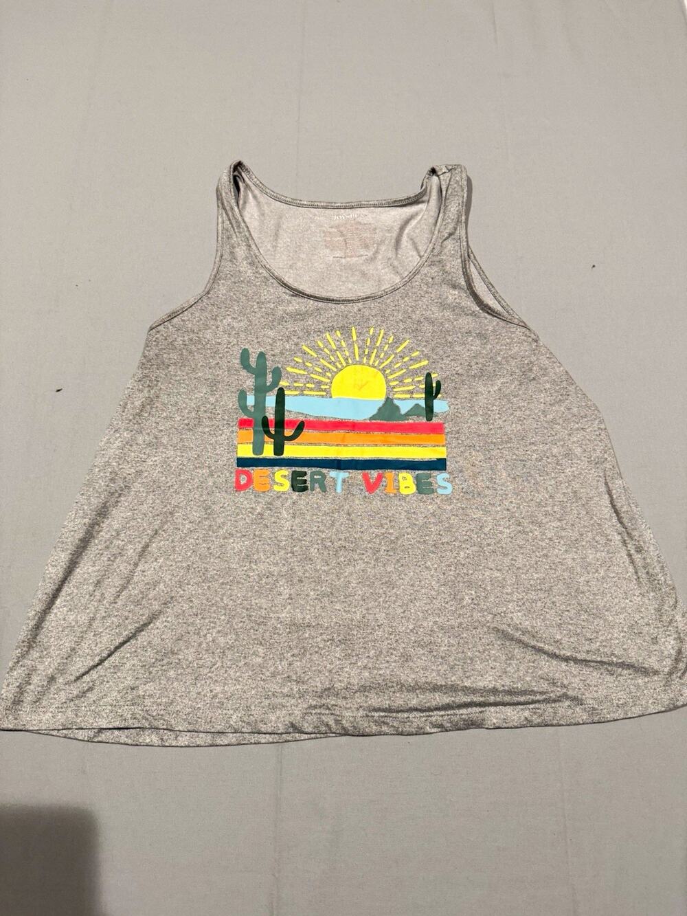 JOYSPUN Women’s Gray Desert Graphic Print Scoop Neck Sleeveless Tank Top Size S